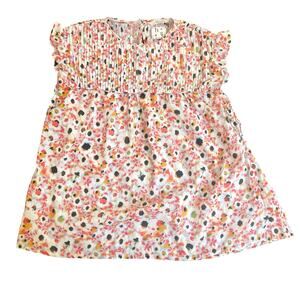 HarperSage Floral Cotton Pintuck Ruffle Blouse Small Cottagecore Boho Retail$148
